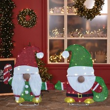 2D Set of 2 Lighted Gnome and