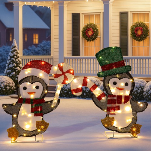 Set lighted penguin - set,