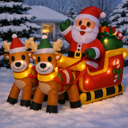 7ft inflatable santa - inflatable, sleigh