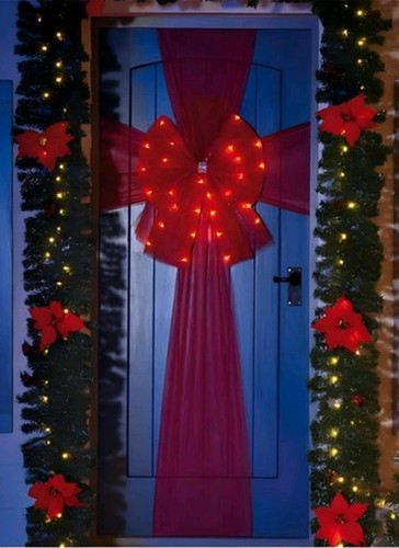 Led door bow red mesh - door, battery
